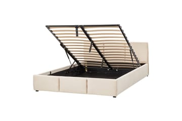 Säng med förvaring Bousse - Beige/Sammet, 160x200 cm - Möbler - Säng - Säng med förvaring