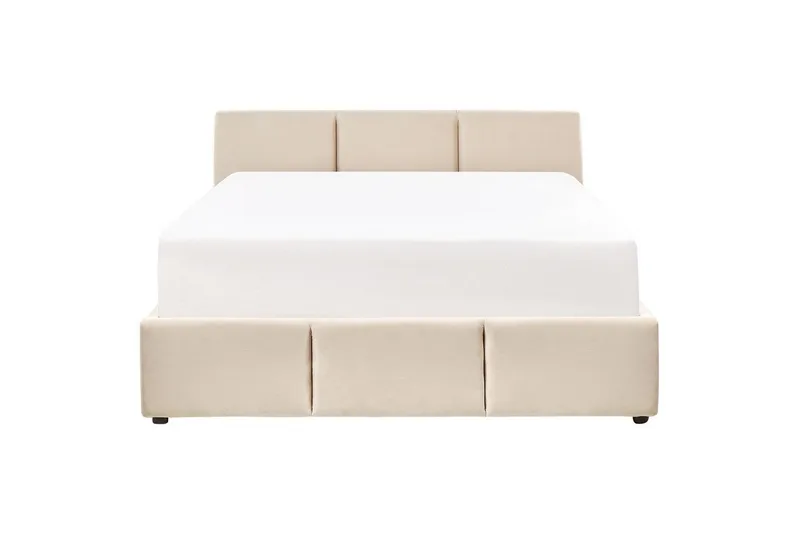 Säng med förvaring Bousse - Beige/Sammet, 160x200 cm - Möbler - Säng - Säng med förvaring