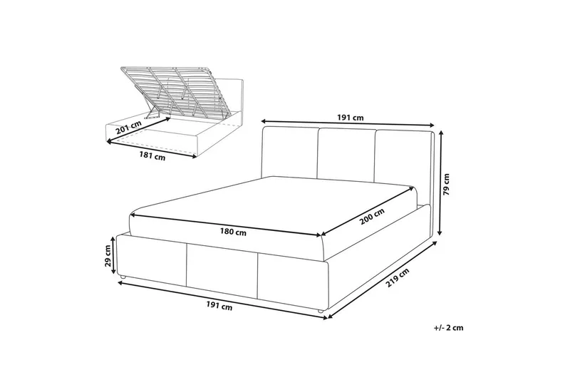 Säng med förvaring Bousse - Beige/Sammet, 180x200 cm - Möbler - Säng - Säng med förvaring