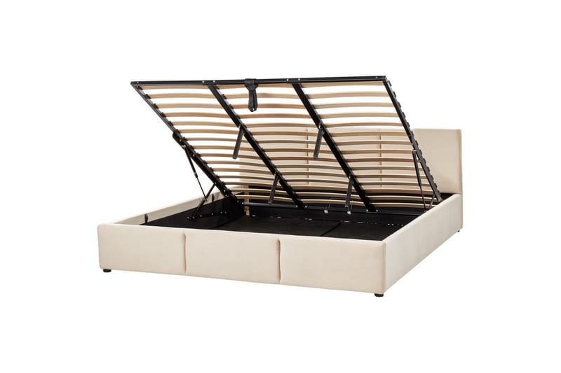 Säng med förvaring Bousse, Beige/Sammet, 180x200 cm
