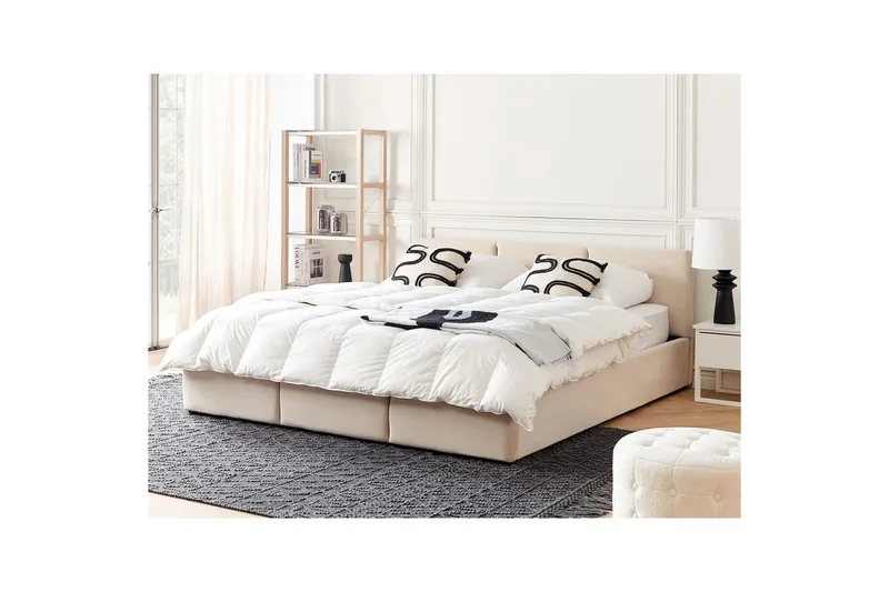 Säng med förvaring Bousse - Beige/Sammet, 180x200 cm - Möbler - Säng - Säng med förvaring