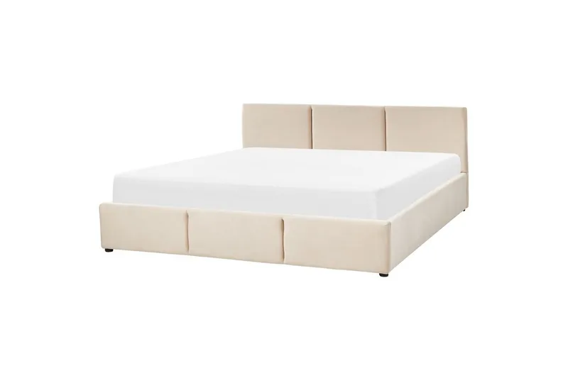 Säng med förvaring Bousse - Beige/Sammet, 180x200 cm - Möbler - Säng - Säng med förvaring