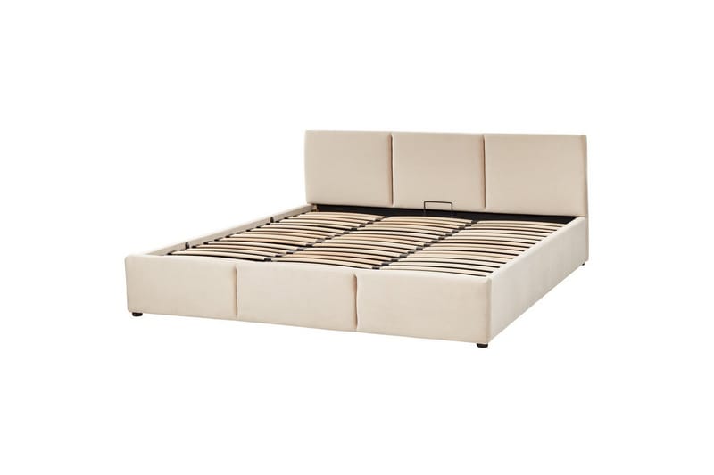 Säng med förvaring Bousse - Beige/Sammet, 180x200 cm - Möbler - Säng - Säng med förvaring