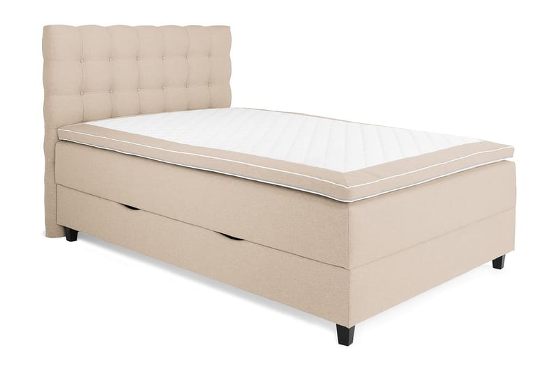 Säng med Förvaring Boxford 140x200 - Beige (+Fler val) - Komplett sängpaket - Kontinentalsäng - Enkelsäng