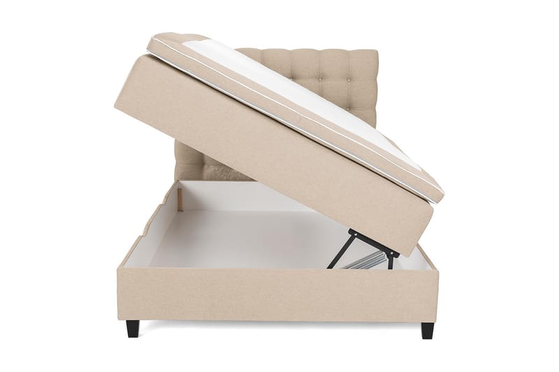 Säng med Förvaring Boxford 140x200 - Beige (+Fler val) - Komplett sängpaket - Kontinentalsäng - Enkelsäng