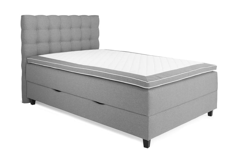 Säng med Förvaring Boxford 140x200 - Ljusgrå (+Fler val) - Kontinentalsäng - Komplett sängpaket