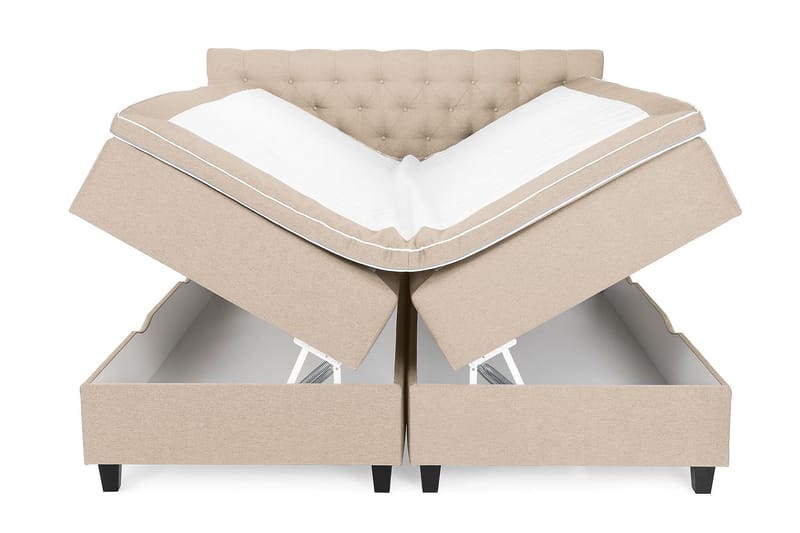 Säng med Förvaring Boxford 180x200 - Beige (+Fler val) - Kontinentalsäng - Enkelsäng - Komplett sängpaket
