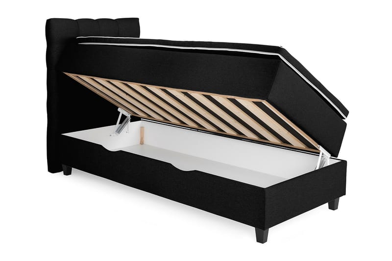 Säng med Förvaring Boxford 80x200 - Svart (+Fler val) - Kontinentalsäng - Enkelsäng - Komplett sängpaket