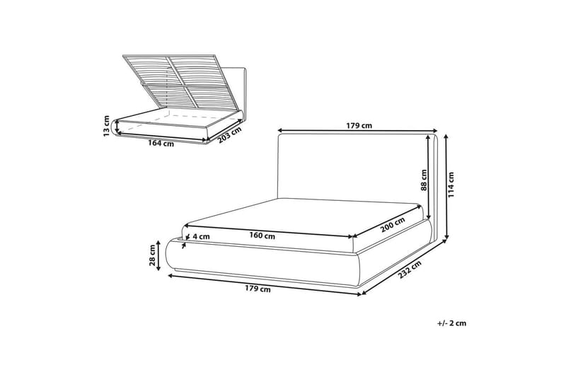 Säng med förvaring Campagne - Beige, 160x200 cm - Möbler - Säng - Säng med förvaring