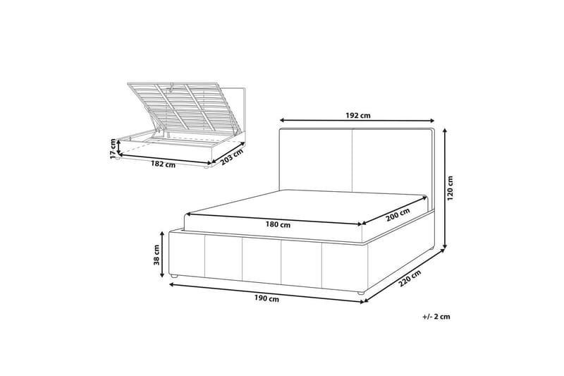 Säng med förvaring Castelnavet - Beige, svart, 180x200 cm - Möbler - Säng - Säng med förvaring