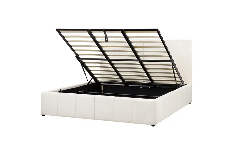 Säng med förvaring Castelnavet - Vit, Svart, 180x200 cm - Möbler - Säng - Säng med förvaring