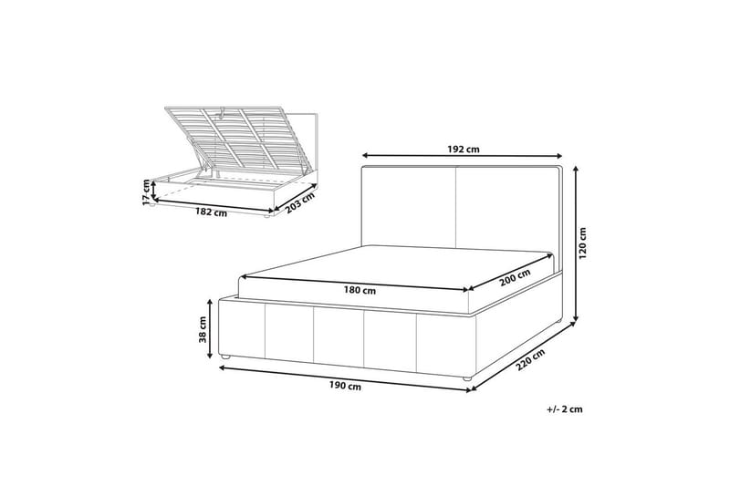 Säng med förvaring Castelnavet - Vit, Svart, 180x200 cm - Möbler - Säng - Säng med förvaring