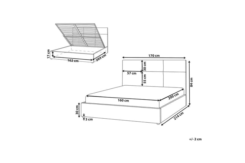 Säng med förvaring Lagord - Off-white, Svart, 160x200 cm - Möbler - Säng - Säng med förvaring