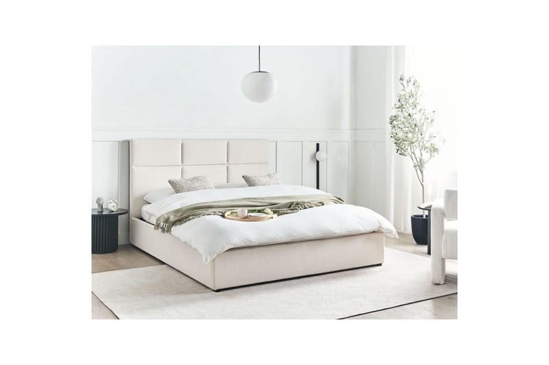 Säng med förvaring Lagord - Off-white, Svart, 160x200 cm - Möbler - Säng - Säng med förvaring