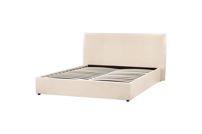 Säng med förvaring Lavaur - Beige/Bouclé, 160x200 cm - Möbler - Säng - Säng med förvaring
