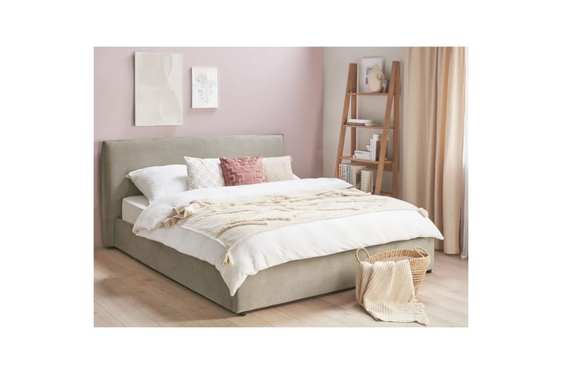 Säng med förvaring Lavaur - Taupe/Sammet, 180x200 cm - Möbler - Säng - Säng med förvaring