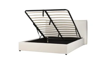 Säng med förvaring Lavaur - Vit/Bouclé, 160x200 cm - Möbler - Säng - Säng med förvaring