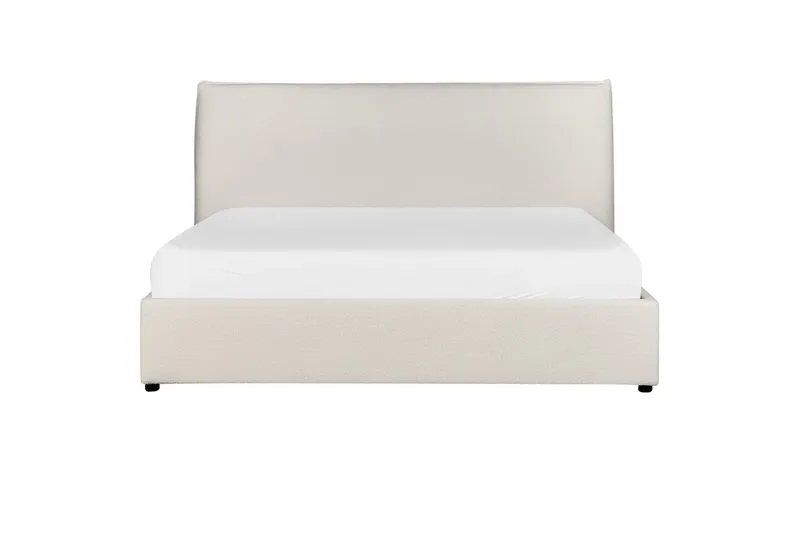 Säng med förvaring Lavaur - Vit/Bouclé, 160x200 cm - Möbler - Säng - Säng med förvaring