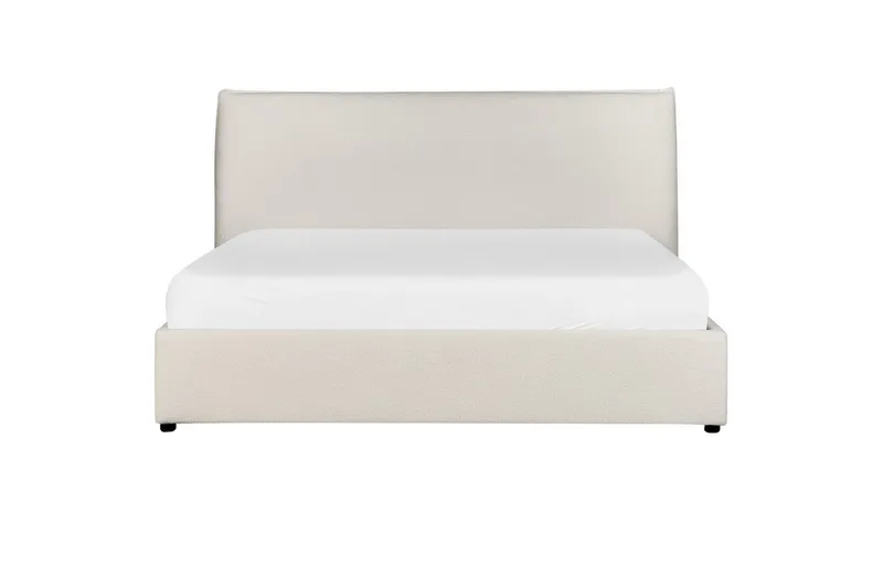 Säng med förvaring Lavaur - Vit/Bouclé, 160x200 cm - Möbler - Säng - Säng med förvaring