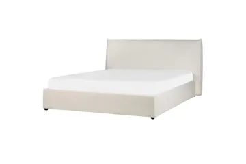 Säng med förvaring Lavaur - Vit/Bouclé, 160x200 cm - Möbler - Säng - Säng med förvaring