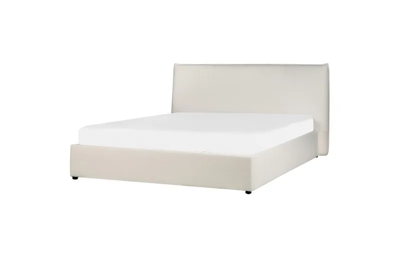 Säng med förvaring Lavaur - Vit/Bouclé, 160x200 cm - Möbler - Säng - Säng med förvaring