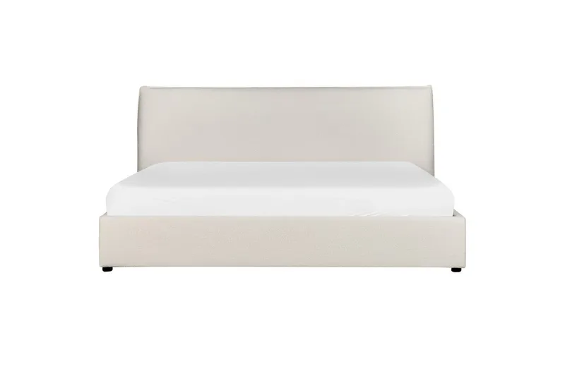 Säng med förvaring Lavaur - Vit/Bouclé, 180x200 cm - Möbler - Säng - Säng med förvaring