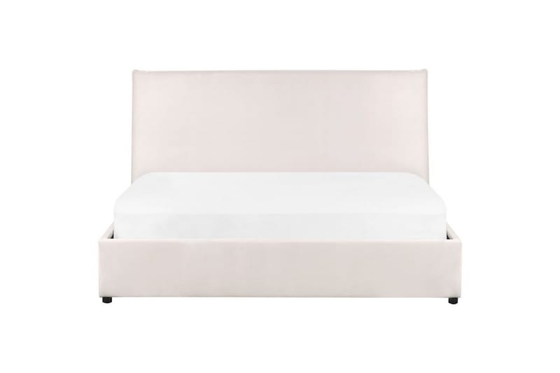 Säng med förvaring Lavaur - Vit/Sammet, 160x200 cm - Möbler - Säng - Säng med förvaring