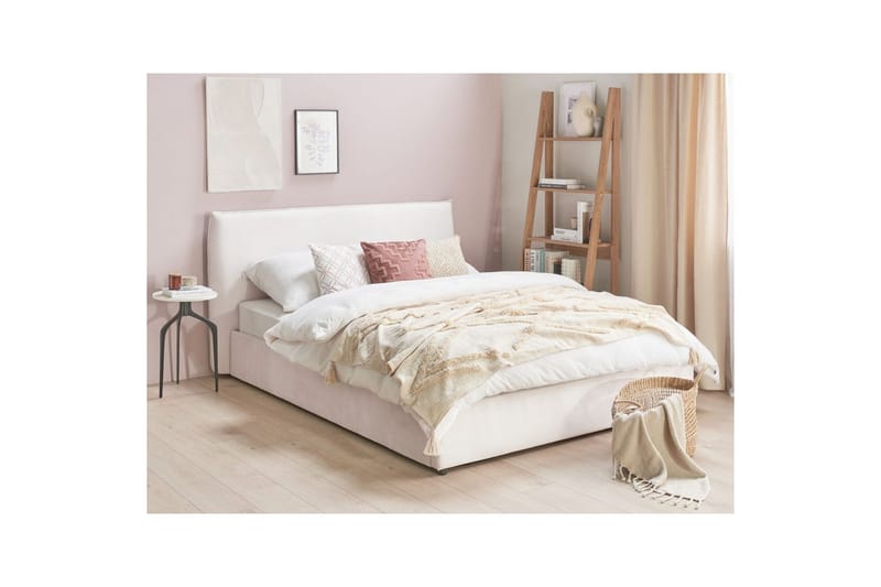 Säng med förvaring Lavaur - Vit/Sammet, 160x200 cm - Möbler - Säng - Säng med förvaring