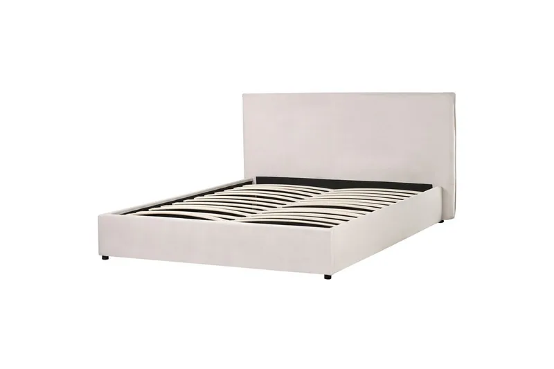 Säng med förvaring Lavaur - Vit/Sammet, 160x200 cm - Möbler - Säng - Säng med förvaring
