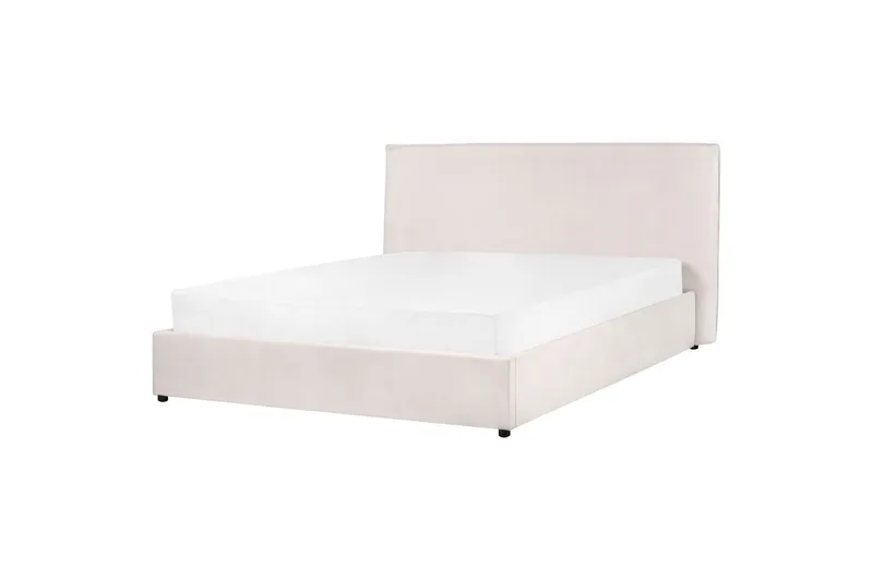 Säng med förvaring Lavaur - Vit/Sammet, 160x200 cm - Möbler - Säng - Säng med förvaring
