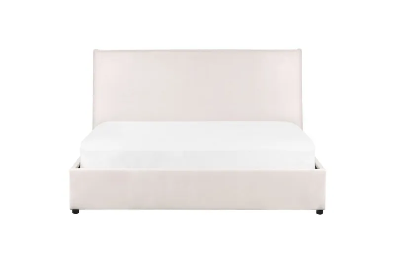Säng med förvaring Lavaur - Vit/Sammet, 160x200 cm - Möbler - Säng - Säng med förvaring