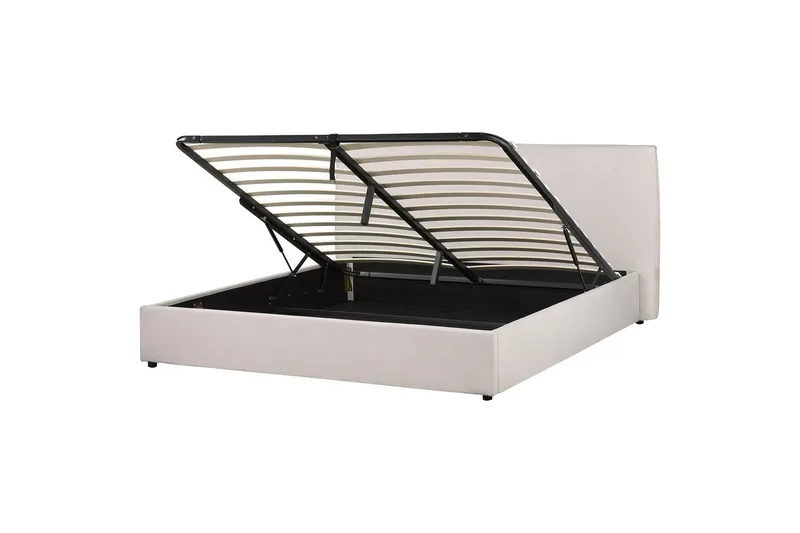 Säng med förvaring Lavaur - Vit/Sammet, 180x200 cm - Möbler - Säng - Säng med förvaring