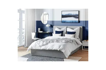 Säng med förvaring Lorient - Grå/Polyester, 140x200 cm - Möbler - Säng - Säng med förvaring