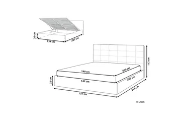 Säng med förvaring Lorient - Grå/Polyester, 140x200 cm - Möbler - Säng - Säng med förvaring