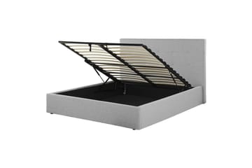 Säng med förvaring Lorient - Grå/Polyester, 160x200 cm - Möbler - Säng - Säng med förvaring