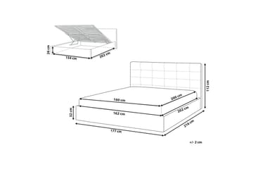 Säng med förvaring Lorient - Grå/Polyester, 160x200 cm - Möbler - Säng - Säng med förvaring