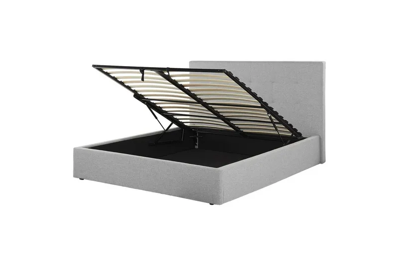 Säng med förvaring Lorient, Grå/Polyester, 160x200 cm