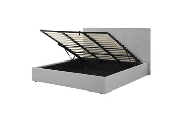 Säng med förvaring Lorient - Grå/Polyester, 180x200 cm - Möbler - Säng - Säng med förvaring