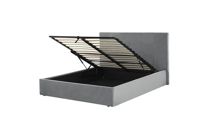 Säng med förvaring Lorient, Grå/Sammet, 140x200 cm
