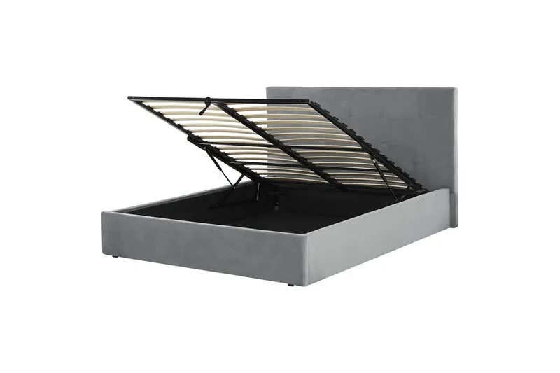 Säng med förvaring Lorient, Grå/Sammet, 160x200 cm