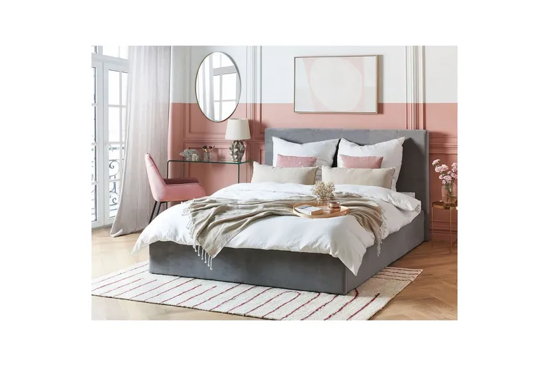 Säng med förvaring Lorient - Grå/Sammet, 160x200 cm - Möbler - Säng - Säng med förvaring