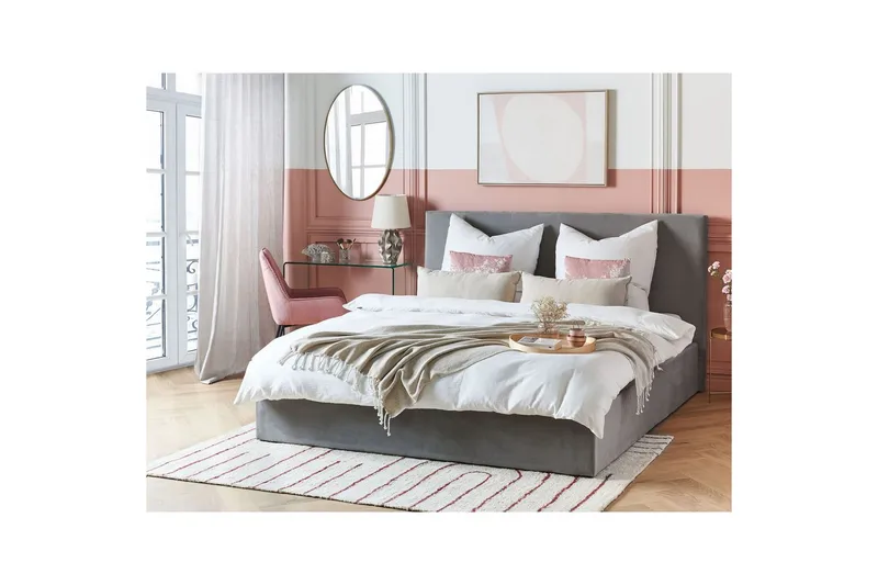 Säng med förvaring Lorient - Grå/Sammet, 180x200 cm - Möbler - Säng - Säng med förvaring