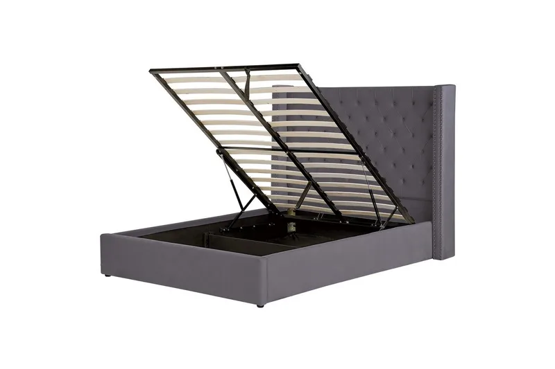 Säng med förvaring Lubbon, Grå, Silver, 140x200 cm