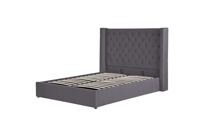 Säng med förvaring Lubbon - Grå, Silver, 140x200 cm - Möbler - Säng - Säng med förvaring