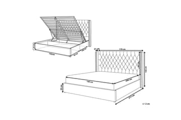 Säng med förvaring Lubbon - Grå, Silver, 140x200 cm - Möbler - Säng - Säng med förvaring