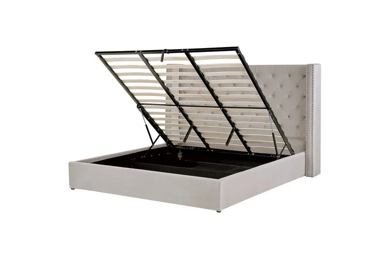 Säng med förvaring Lubbon, Silver, 180x200 cm