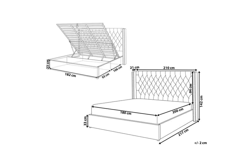 Säng med förvaring Lubbon - Svart, Silver, 180x200 cm - Möbler - Säng - Säng med förvaring