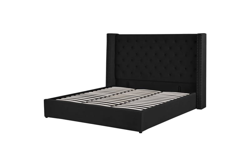 Säng med förvaring Lubbon - Svart, Silver, 180x200 cm - Möbler - Säng - Säng med förvaring