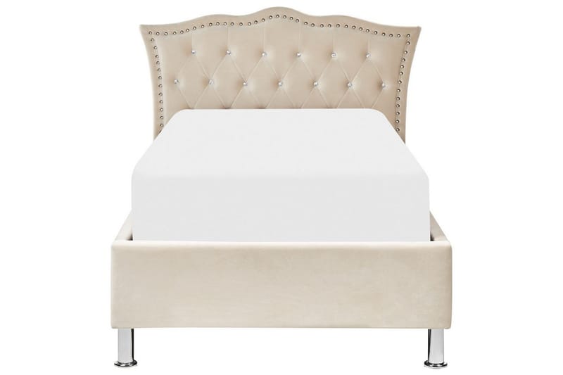 Säng med förvaring Metz - Beige, Silver/Sammet, 90x200 cm - Möbler - Säng - Säng med förvaring