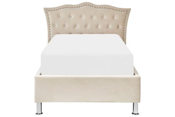 Säng med förvaring Metz - Beige, Silver/Sammet, 90x200 cm - Möbler - Säng - Säng med förvaring